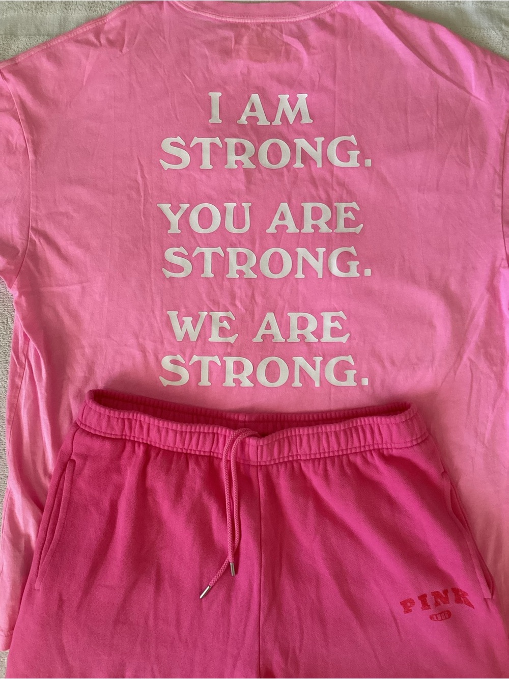 Victoria’s Secret PINK Strong Shirt Ombré Lollipop Dip Dye Joggers M NWT